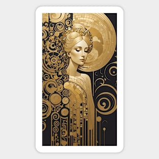 Gustav Klimt's Golden Goddess: Inspired Woman in Ethereal Splendor Magnet